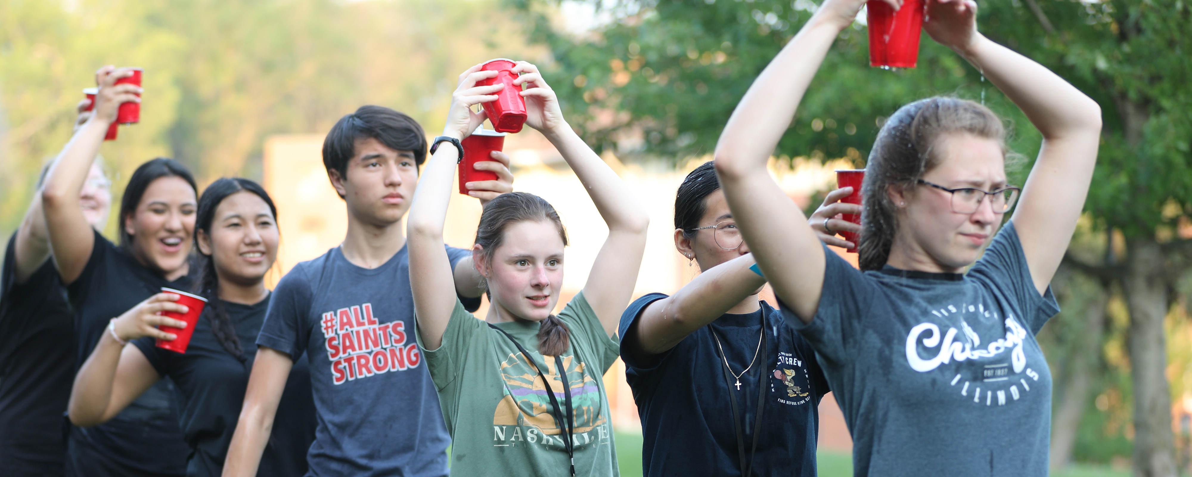 Students playing a water game at BCYC