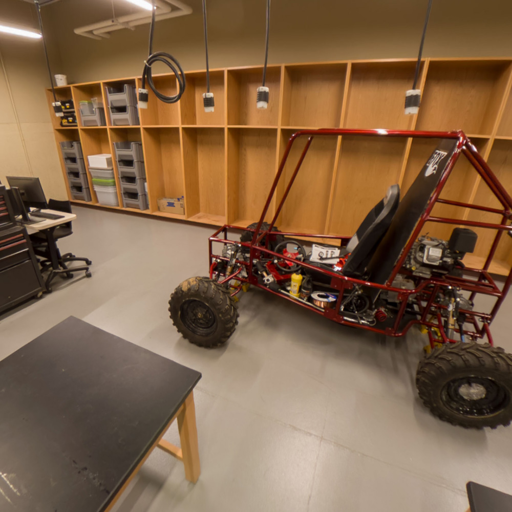 A vehicle in an engineering workspace