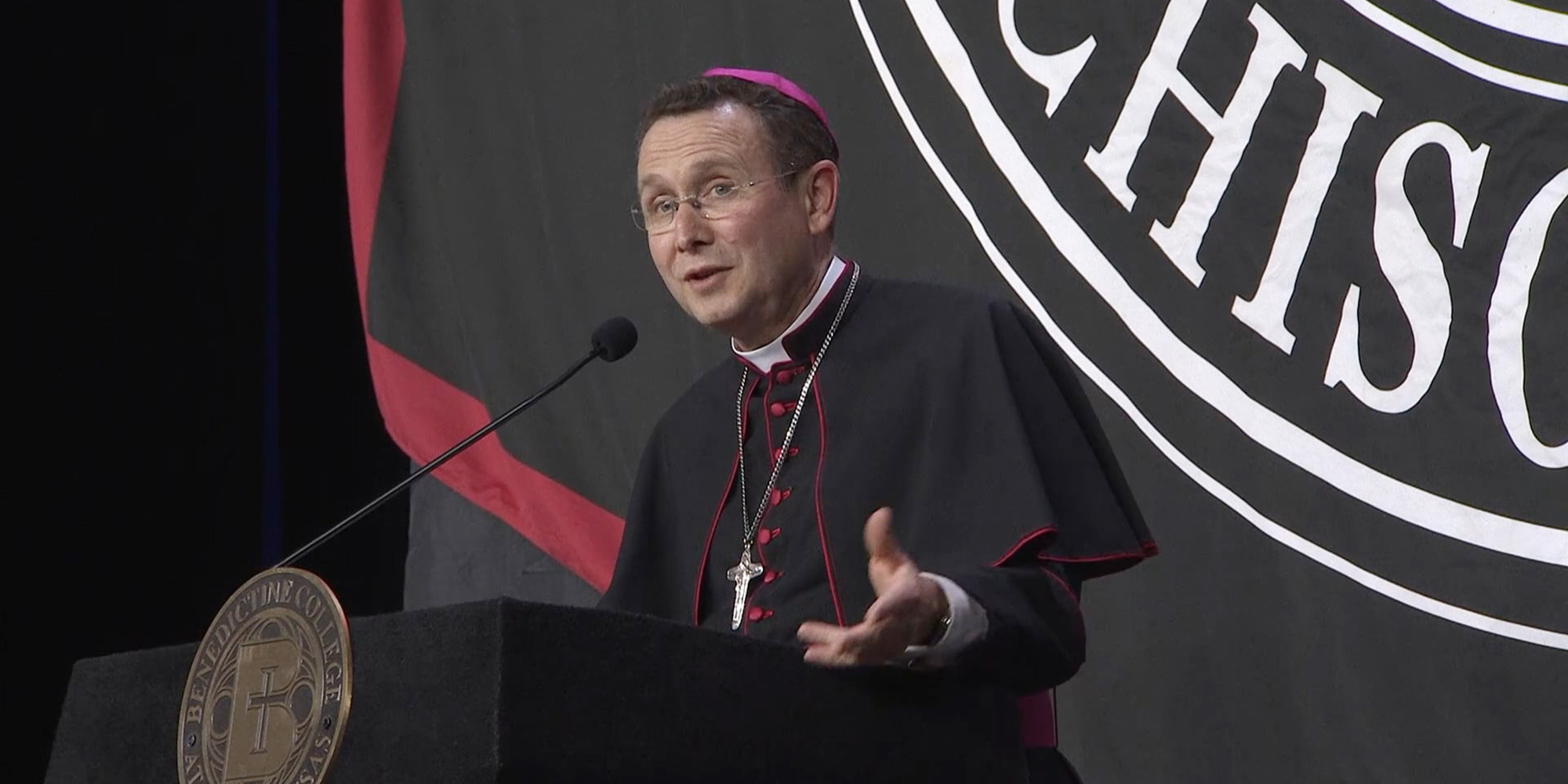 Bishop Cozzens giving his award acceptance speech at the Scholarship Ball