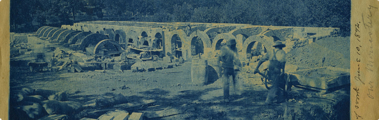 Historical photo of the contruction of the foundation of what is now Elizabeth Hall
