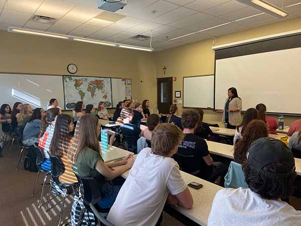 Students and a professor in class