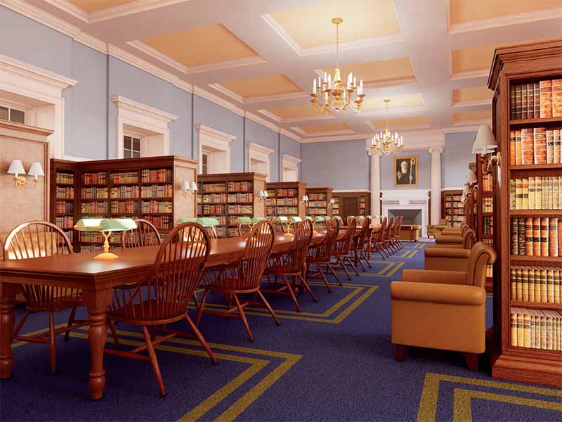 Rendering of a reading room in the Library